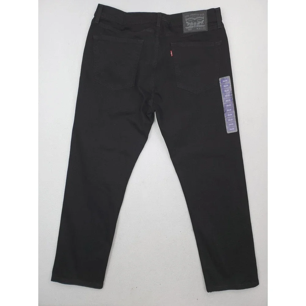 Levis 505 Jeans Mens 36x30 Black Regular Straight Leg Stretch Denim Pants